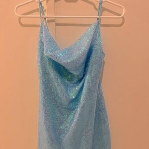 xs lucy in the sky  sequin blue party dress!